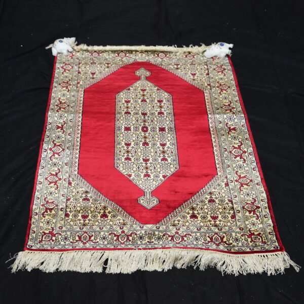 Multicolored Royal Hand-knotted Kashmiri Silk Carpet - Kashmir Weaving